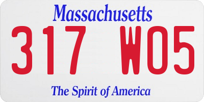 MA license plate 317WO5