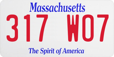 MA license plate 317WO7