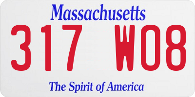 MA license plate 317WO8