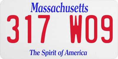 MA license plate 317WO9