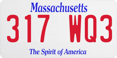 MA license plate 317WQ3