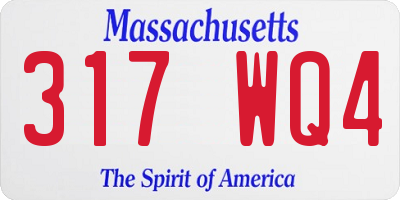 MA license plate 317WQ4