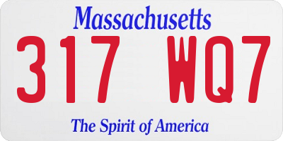 MA license plate 317WQ7