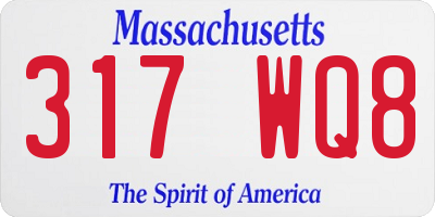 MA license plate 317WQ8
