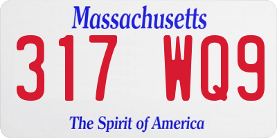 MA license plate 317WQ9