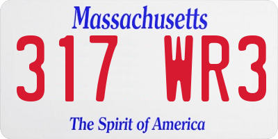 MA license plate 317WR3