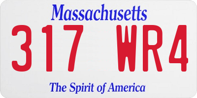 MA license plate 317WR4