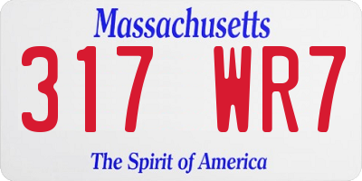 MA license plate 317WR7
