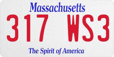 MA license plate 317WS3