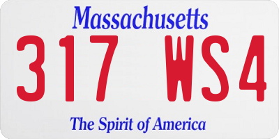 MA license plate 317WS4
