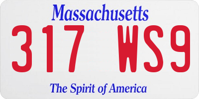 MA license plate 317WS9