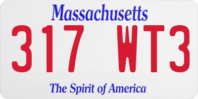 MA license plate 317WT3