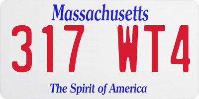 MA license plate 317WT4
