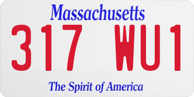 MA license plate 317WU1