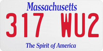 MA license plate 317WU2