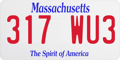 MA license plate 317WU3