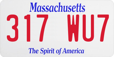 MA license plate 317WU7