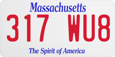 MA license plate 317WU8