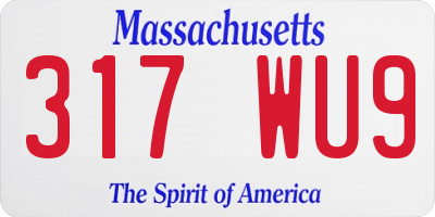 MA license plate 317WU9