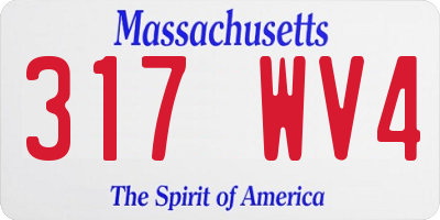 MA license plate 317WV4
