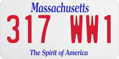 MA license plate 317WW1