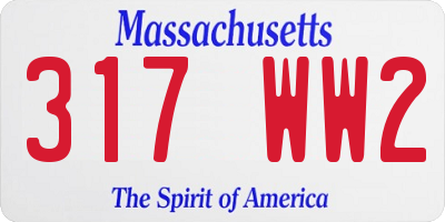 MA license plate 317WW2