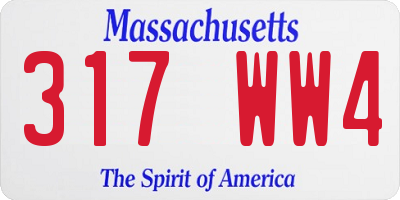 MA license plate 317WW4