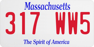 MA license plate 317WW5