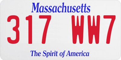 MA license plate 317WW7