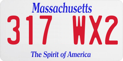 MA license plate 317WX2
