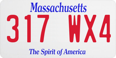 MA license plate 317WX4