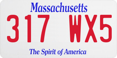 MA license plate 317WX5