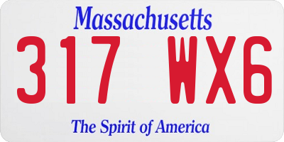 MA license plate 317WX6
