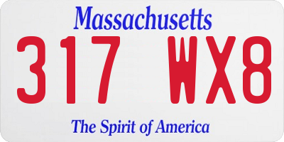 MA license plate 317WX8