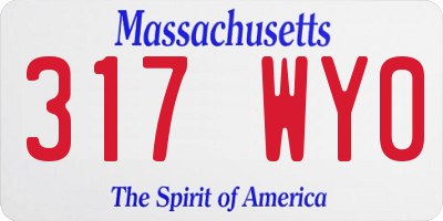 MA license plate 317WY0