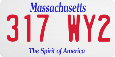 MA license plate 317WY2