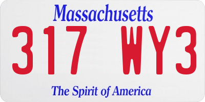 MA license plate 317WY3