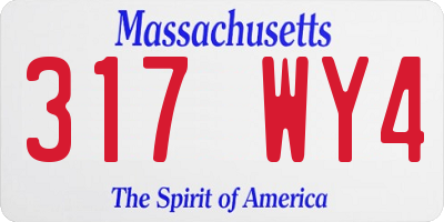 MA license plate 317WY4