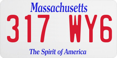 MA license plate 317WY6