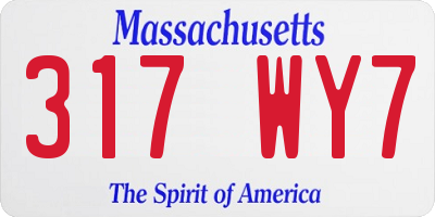 MA license plate 317WY7