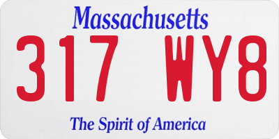MA license plate 317WY8