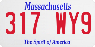 MA license plate 317WY9
