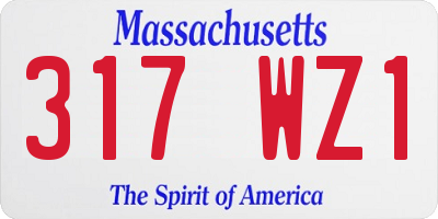 MA license plate 317WZ1