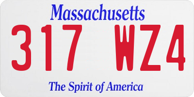 MA license plate 317WZ4