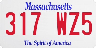 MA license plate 317WZ5