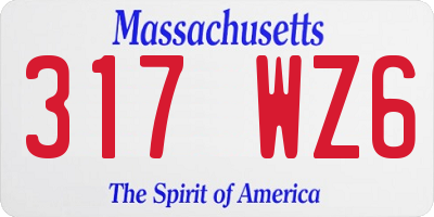 MA license plate 317WZ6