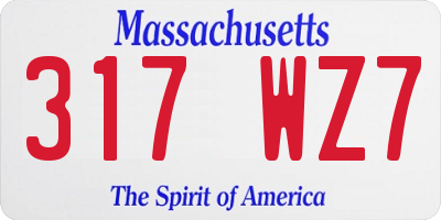 MA license plate 317WZ7
