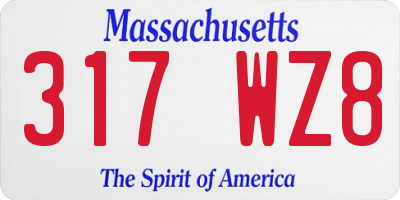 MA license plate 317WZ8