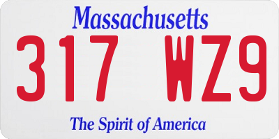 MA license plate 317WZ9