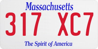 MA license plate 317XC7